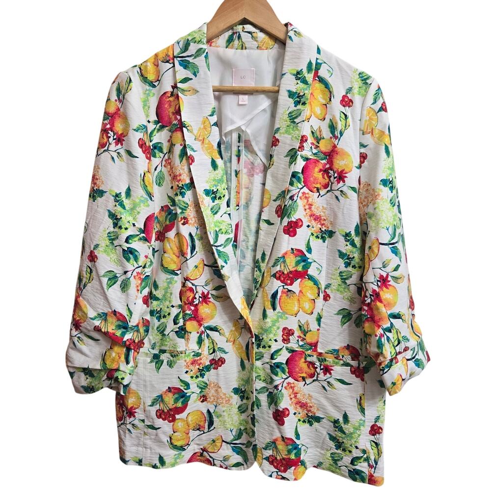 NWT Lauren Conrad Womens Fruit Italian Summer Oversized Shawl Collar Blazer L